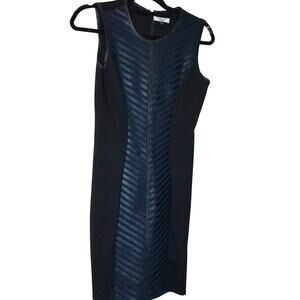 Vintage Bagatelle City Dress Stretch Leather Herringbone Sheath Size XS